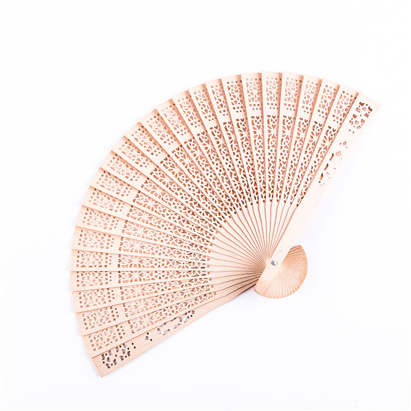 Star Moon Punch Flower Wood Fan Chinese Characteristics Gift Fan Imitation Sandalwood Fan Folding Fan Full Punch Wood Fan Item Picture