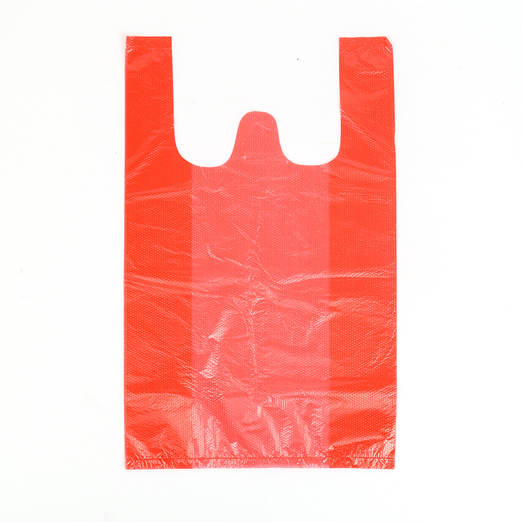 厂家批发红色PE背心袋蔬菜水果手提垃圾袋外卖打包袋 可印刷LOGO详情图5