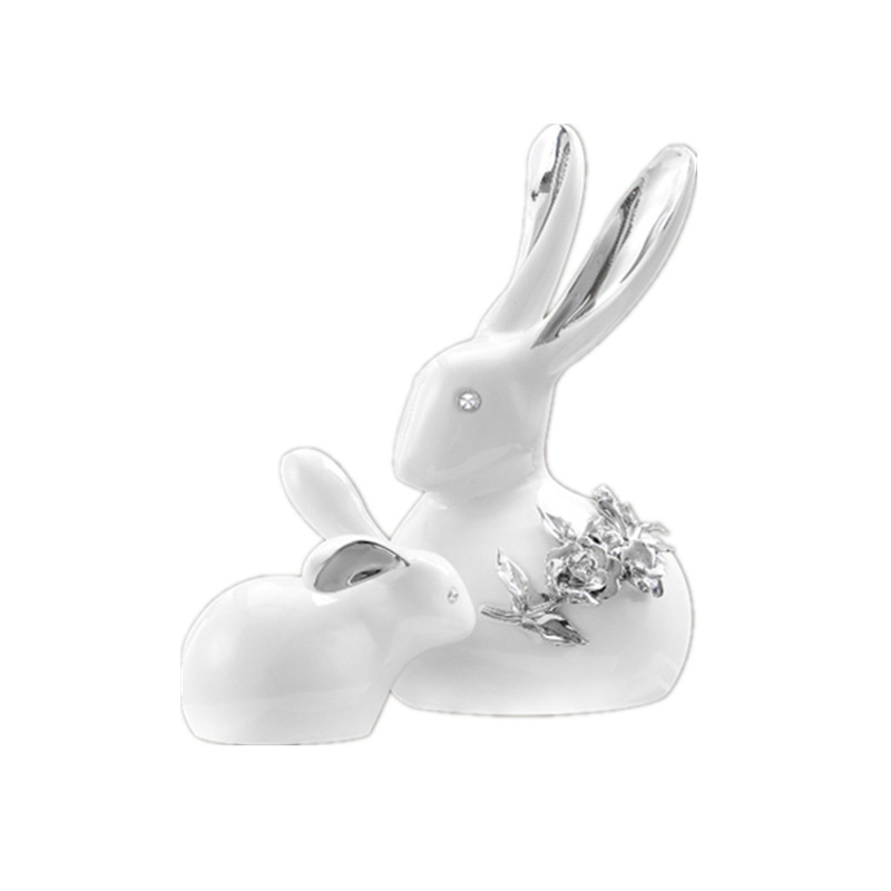 Chinagoods Ceramic Ornament创意动物家居装饰品陶瓷兔子摆件时尚客厅卧室摆设工艺品结婚礼物详情图4
