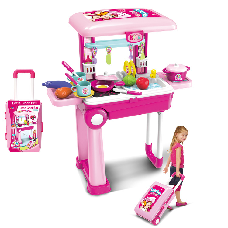 批发亚马逊厨房工具医具化妆箱拉杆箱玩具儿童真过家家套装玩具