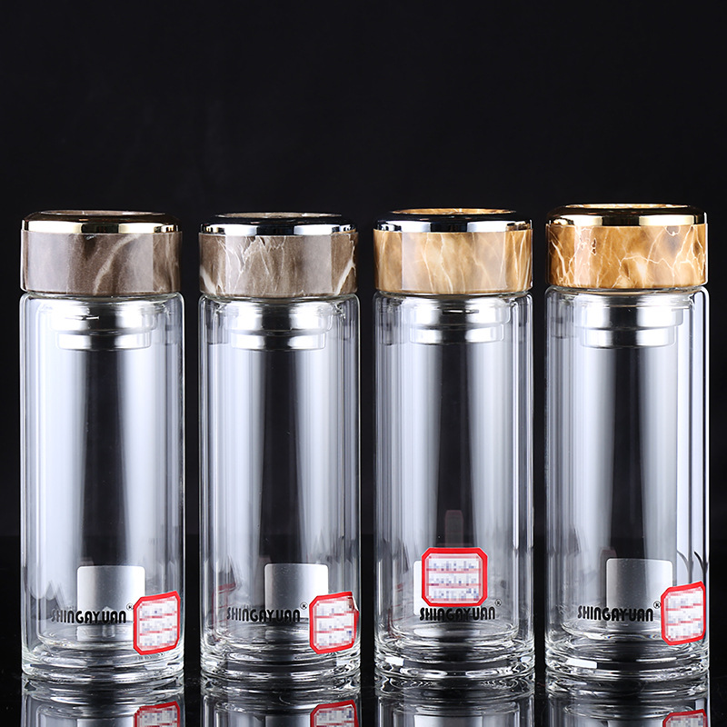 创意双层高硼硅保温玻璃杯 便携户外水杯水瓶礼品现货厂家批发