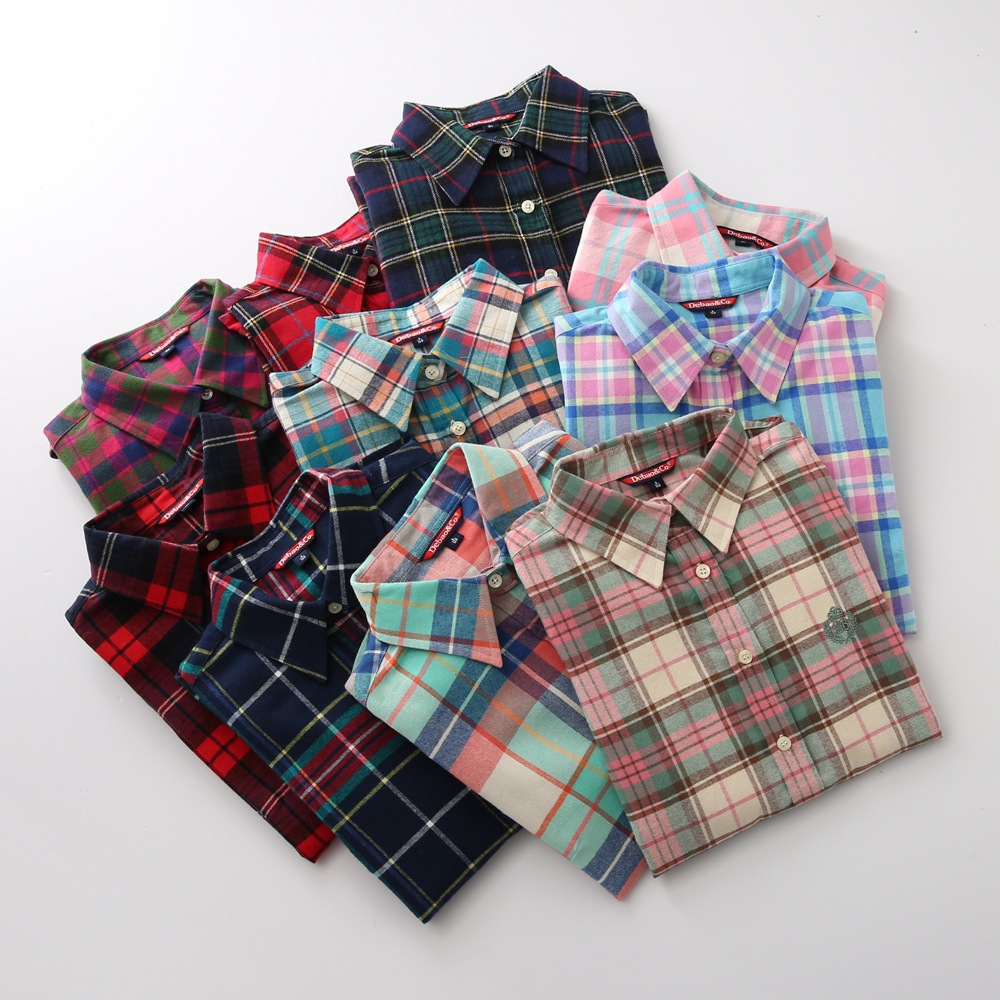 Factory Direct Wool Plaid Shirt Flannel Plaid Shirt Wool Shirt Women's Thick Shirt Multi-Color Specification drawing