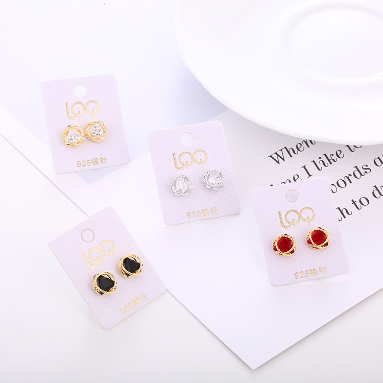 Korean Version Of Fashion Earrings Geometric Stereoscopic Mini Zircon Earrings Female Simple Earrings All Matching Earrings Manufacturers Wholesale