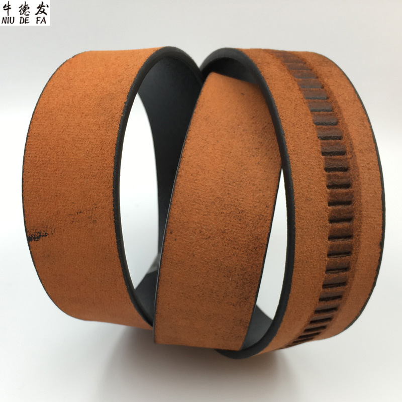 Douyin Hot Headless Two Layer Cowhide Automatic Edge Belt Teeth Card Slot Oil Edge Belt Factory Wholesale details Picture