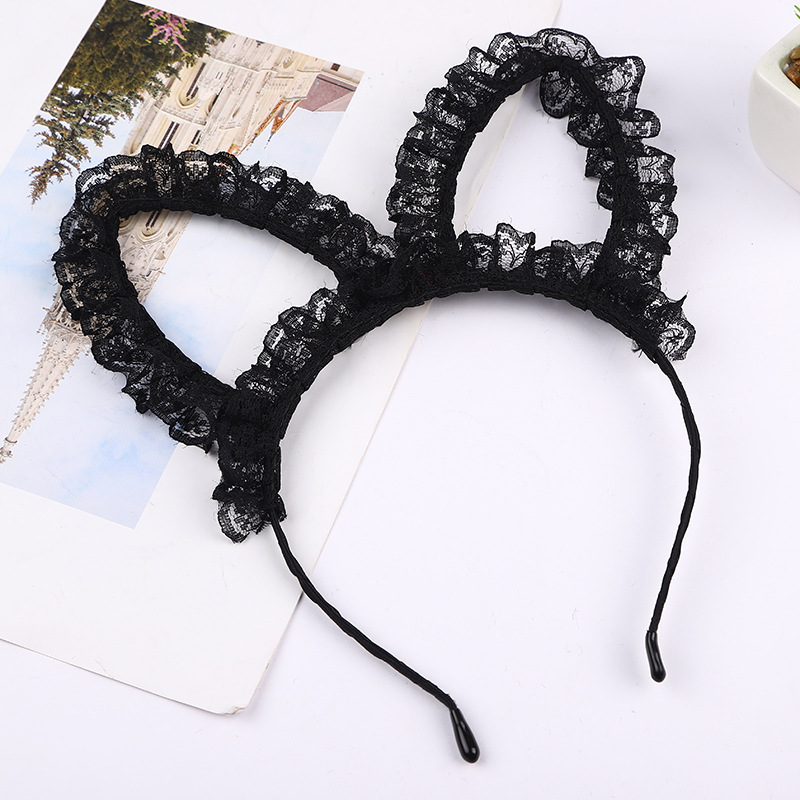 Japanese And Korean Style Handmade Water Soluble Lace Sexy Hollow Cat Ears Hair Band Hair Accessories Factory Direct Sales Specification drawing