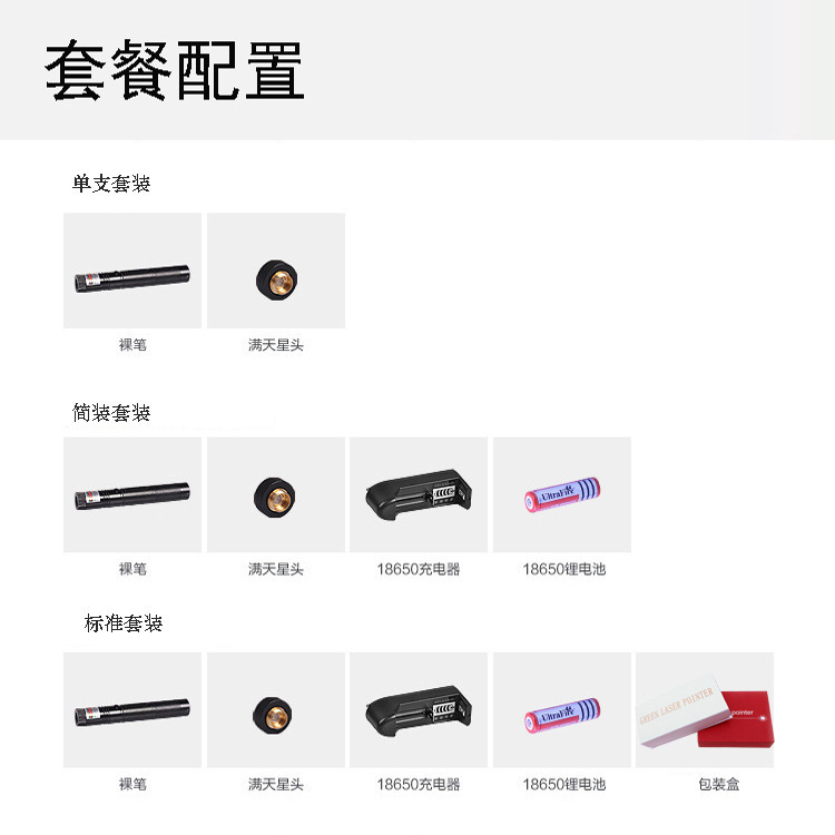 303 Red and Green Laser Flashlight, Starry Sky Laser Laser Light, Sales model, teaching stick, Laser pointer details Picture