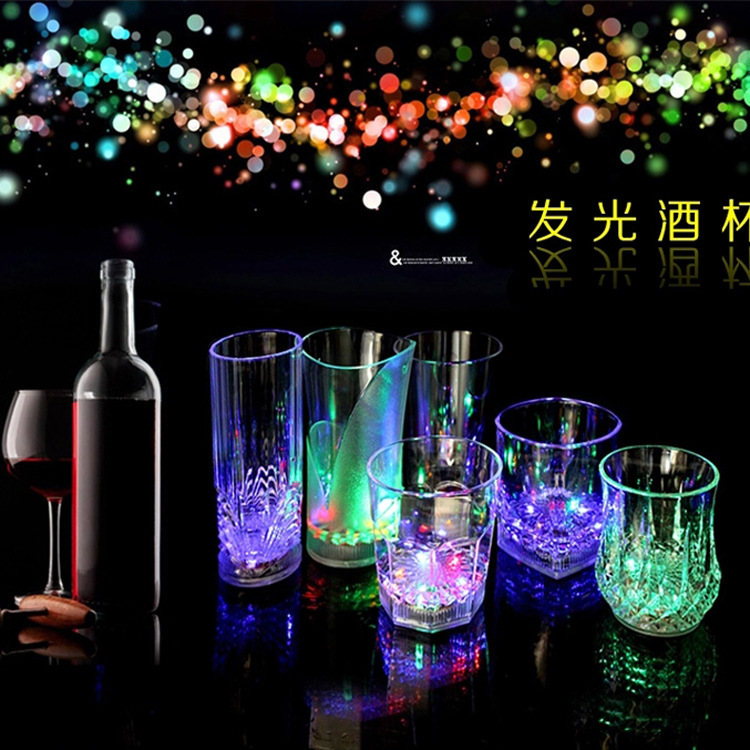 Illuminated glass led flash octagon cup colorful color-changing light beer glass bar banquet atmosphere layout props illuminated octagon cup manufacturers spot Application Scenario