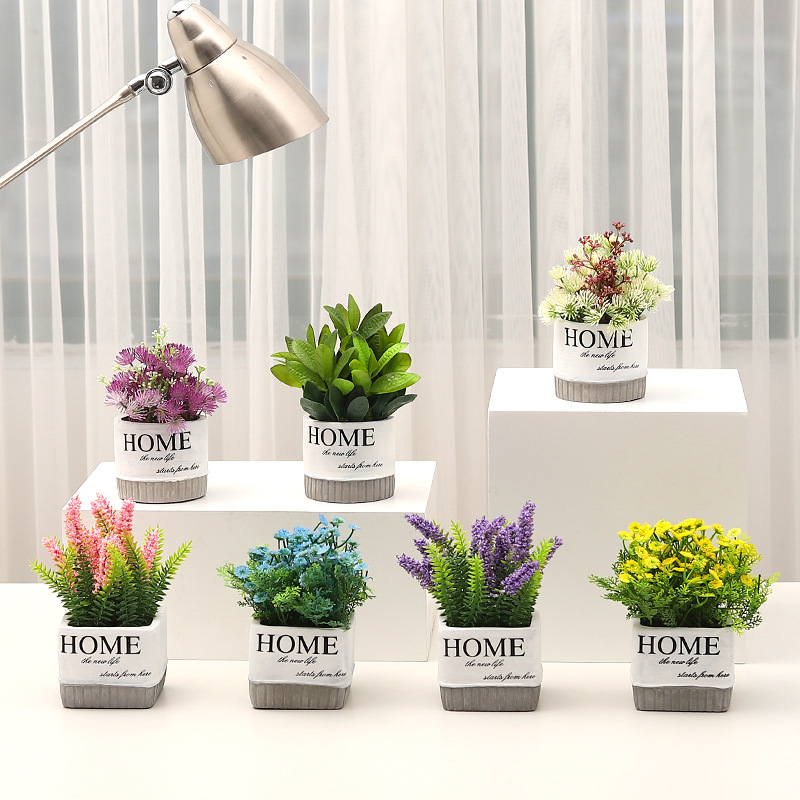 Nordic-style creative small clear cement POTS, artificial plant potted plants, office desk atmosphere decoration and arrangement Specification image