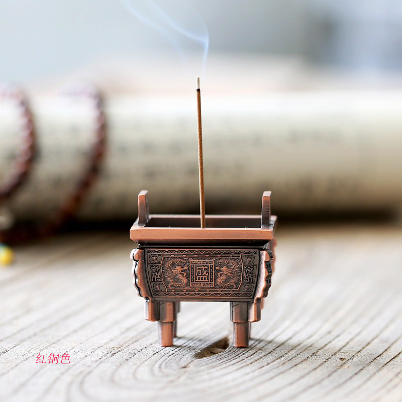 仿/古/铜/青/香/炉/鼎/插/迷/你/方/龙/招/财/进/宝/供/奉/线/薰产品图
