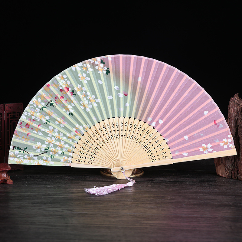 夏季真丝折叠扇中国风折扇 舞蹈扇古风小扇日式樱花女扇淘宝货源