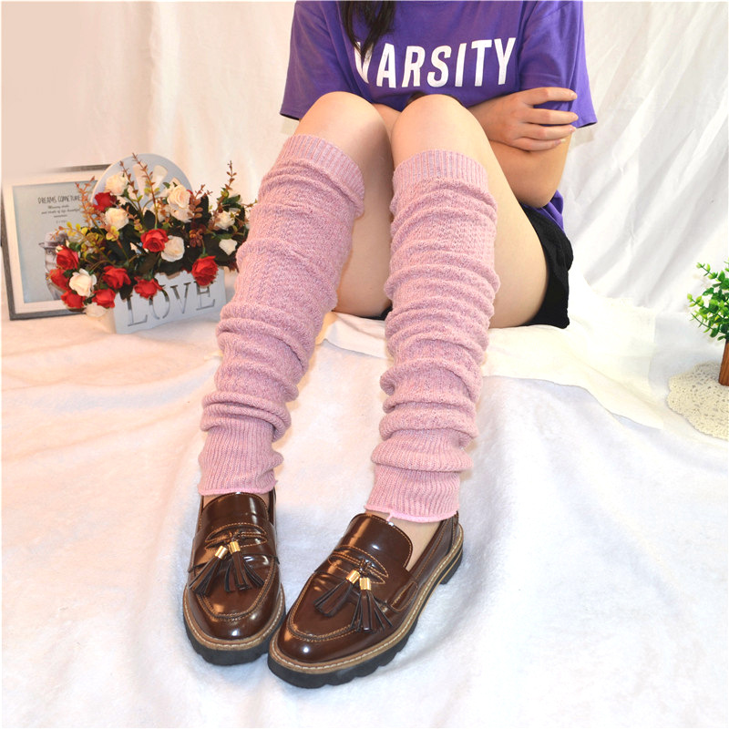 Autumn and winter wool knee-length socks, women's sock covers, base socks, Japanese knitted woolen warm high socks, leg covers, pile socks details Picture