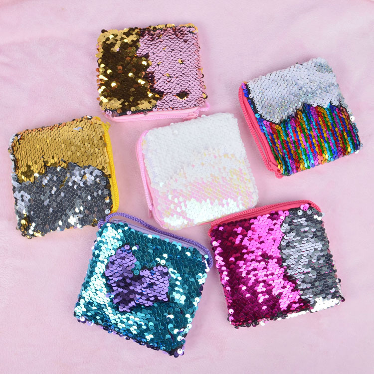 Square sequined coin purse, lanyard bag, crossbody bag, children's coin purse, cosmetic bag, popular sequined small bag wholesale