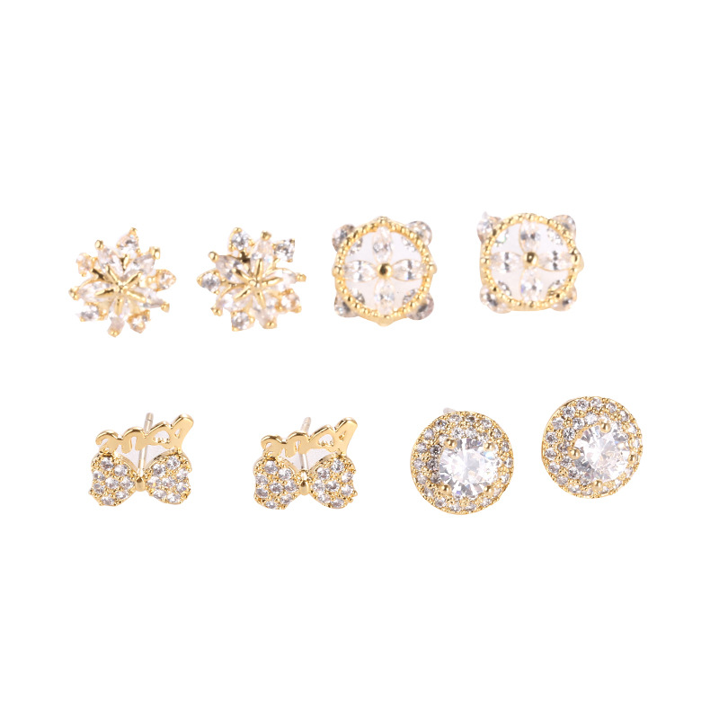 Korean Version Of Fashion S925 Sterling Silver Stud Earrings Mini Bow Tie Zircon Earrings For Women Simple Short Earrings With Earrings Item Picture