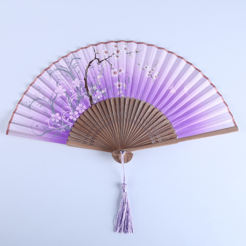 Japanese Series True Silk Bamboo Fan Red Japan Fuji Kanagawa Wave Fan Children Fan Wholesale Amazon Burst Item Picture