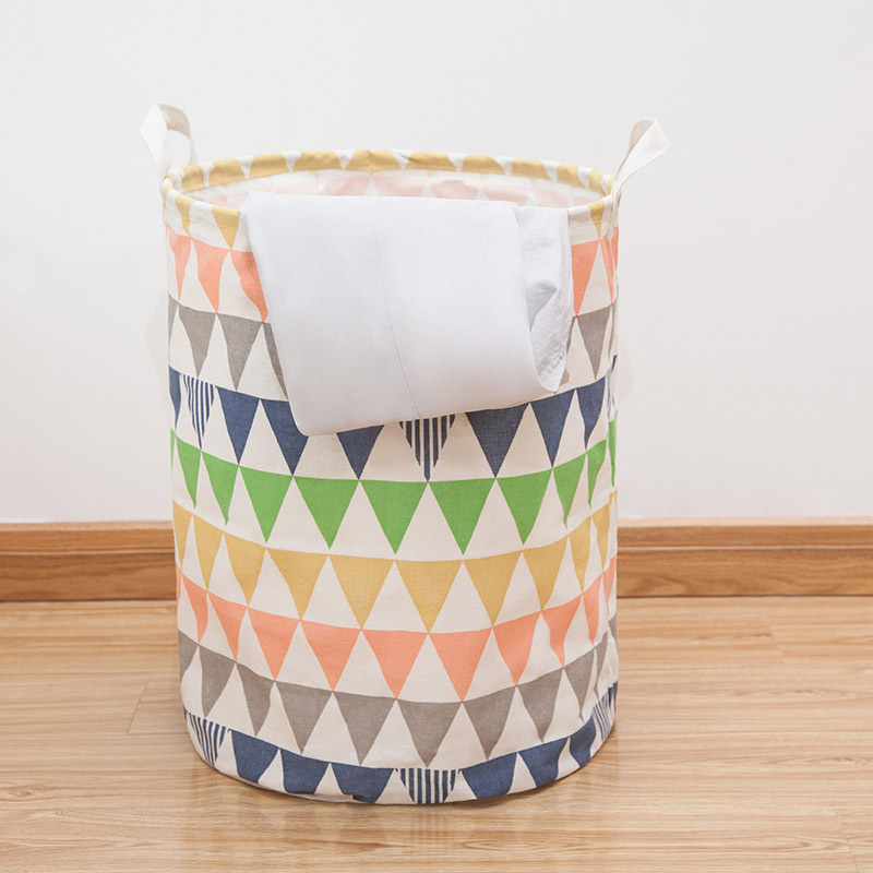 Laundry Basket Folding Cotton Linen Large Round Bucket Waterproof Household Items Storage Basket Multi-Functional Fabric Storage Laundry Basket Application Scenario