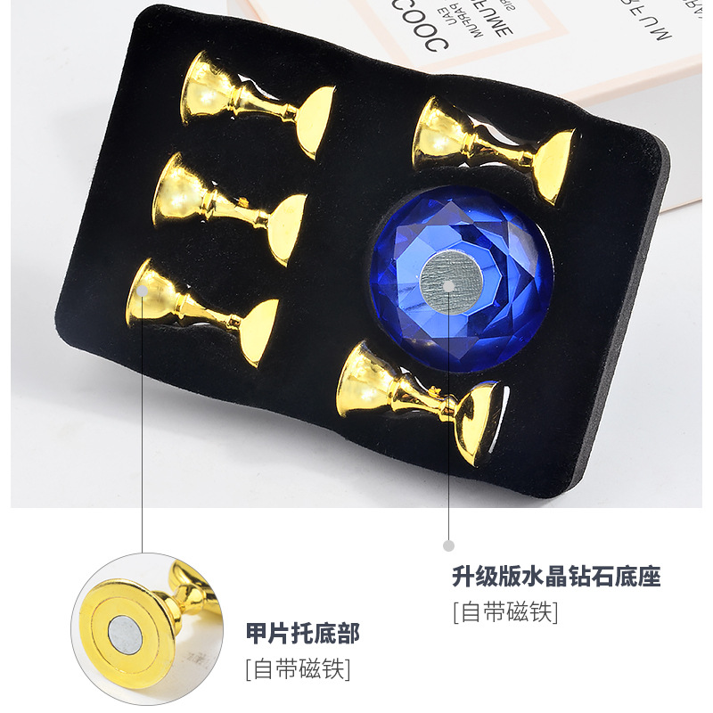 Nail art practice nail plate holder Japanese-style iriered crystal gemstone nail plate holder lotus base with magnetic shanilak details Picture