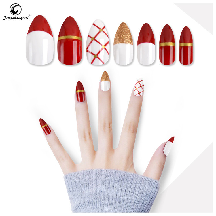 Hand-worn nails, nail tips, pointed teardrop nails, detachable fake nail patches, direct sales from European and American export manufacturers, exclusively for export details Picture