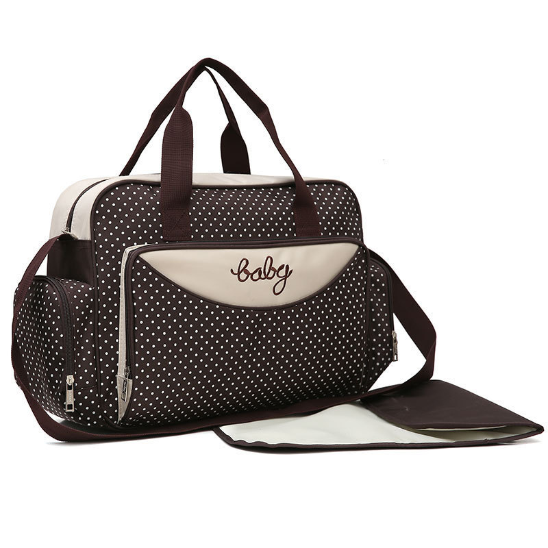 New polka dot fashion crossbody large-capacity mom bag five-piece set for going out mother and baby bag, hand and shoulder mom bag Specification image
