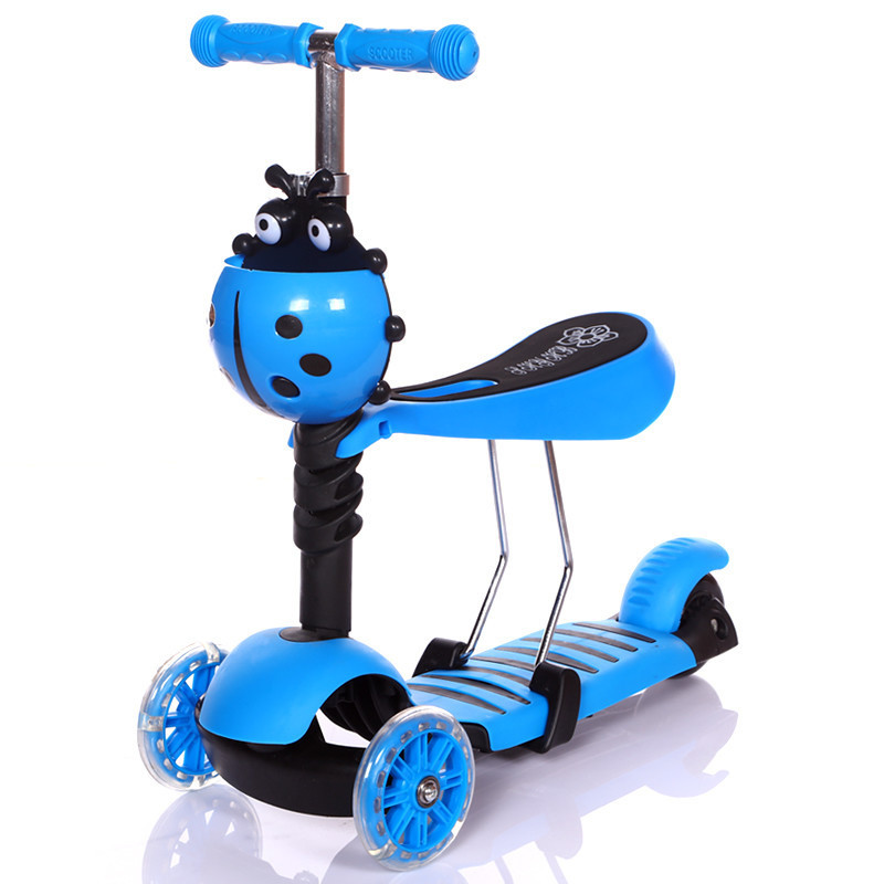 三合一儿童滑板车五合一推杆儿童踏板车时尚三轮座椅可拆卸滑板车