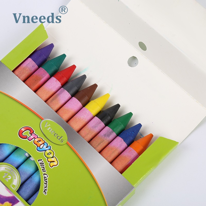 Vneeds12色跨境彩色蜡笔套装幼儿园写作涂鸦批发礼物绘画流畅丝滑详情图1