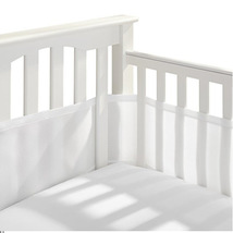 透气婴儿透气网状婴儿床衬垫 适合4面板婴儿床 床围