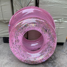 PVC充气玩具金粉圆泳圈粉色圆形救生圈ins亮片粉色透明游泳圈