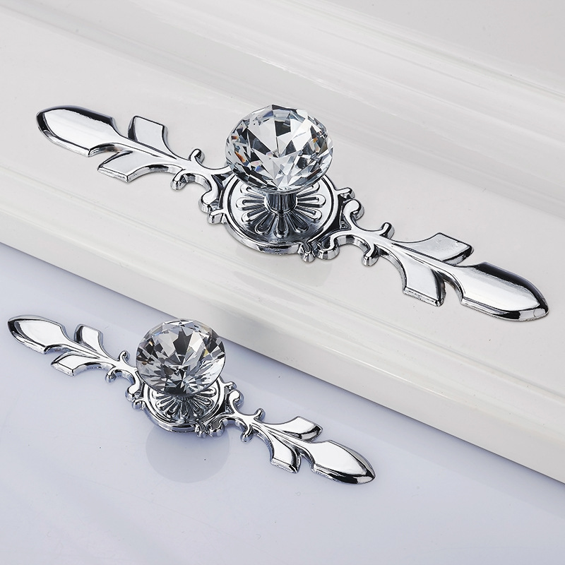 Aleación de zinc single hole handle estilo europeo simple gabinete transparente manija de la puerta del armario cristal single hole glass drill handle Item Picture