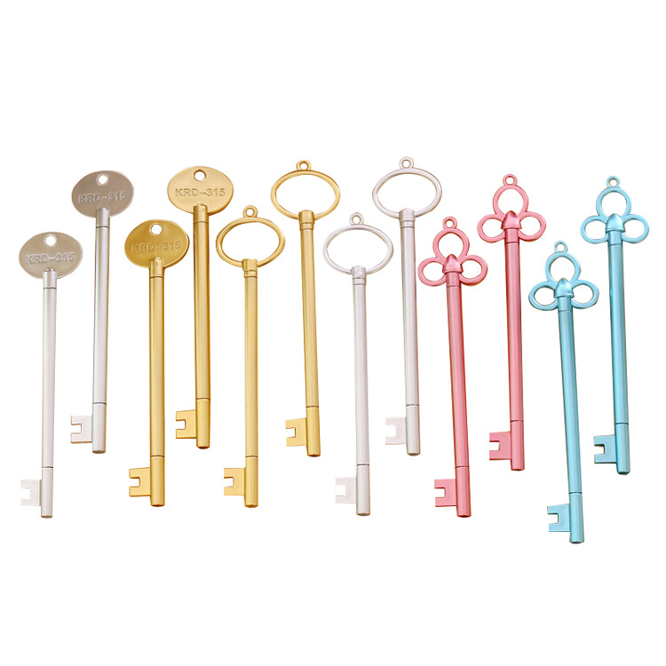 Korean Creative Student Stationery Pen Retro Gold Key Neutral Pen Metallic Black Signature Pen Item Picture