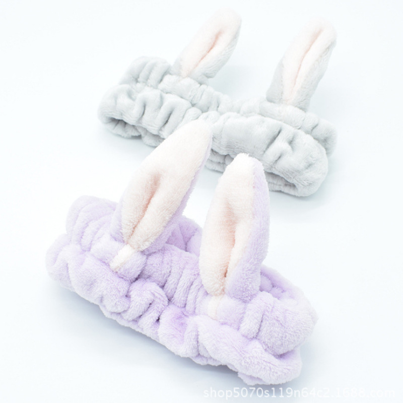 新款韩国兔耳朵发带女士发箍 洗脸瑜伽弹力松紧头带发饰发带