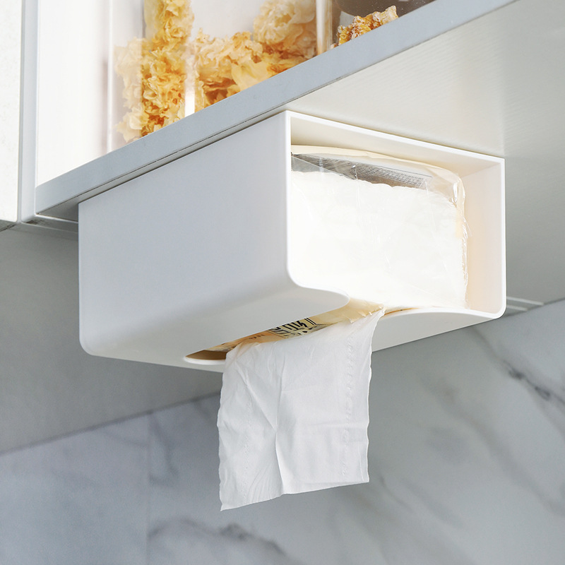 Plastic Tissue Box Wall Hanging White Nordic Wall Hanging Tissue Box Kitchen Wall Hanging Tissue Box Pasted Tissue Holder Specification drawing
