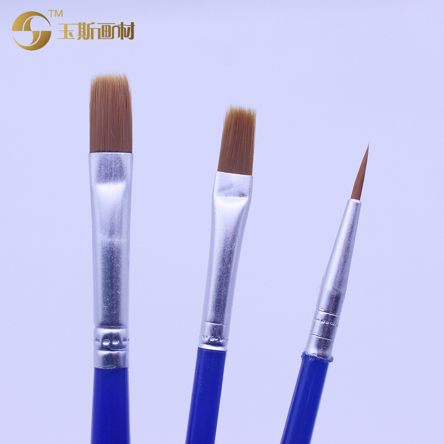 Plastic Pole Nylon Wool Pointing Pen Flat Head Digital Oil Paintbrush Enamelled Plaster Ceramic Painted Children's Paintbrush Specification drawing