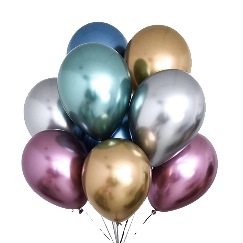 12寸金属铬色乳胶气球 2.8克加厚珠光金属圆婚礼派对装饰布置气球