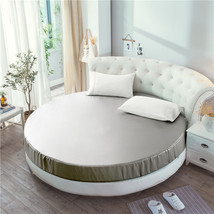 特价水洗真丝纯色圆床床笠单件素色圆形床笠床单床罩保护套子批发