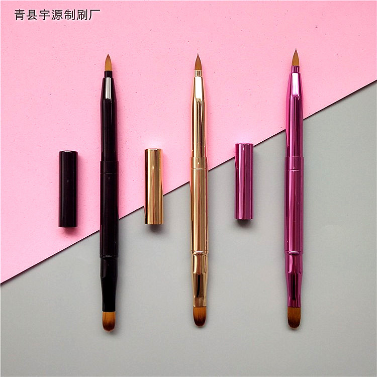 伸缩唇刷双头带盖遮瑕化妆刷口红刷沧州工厂唇刷化妆工具小巧便携