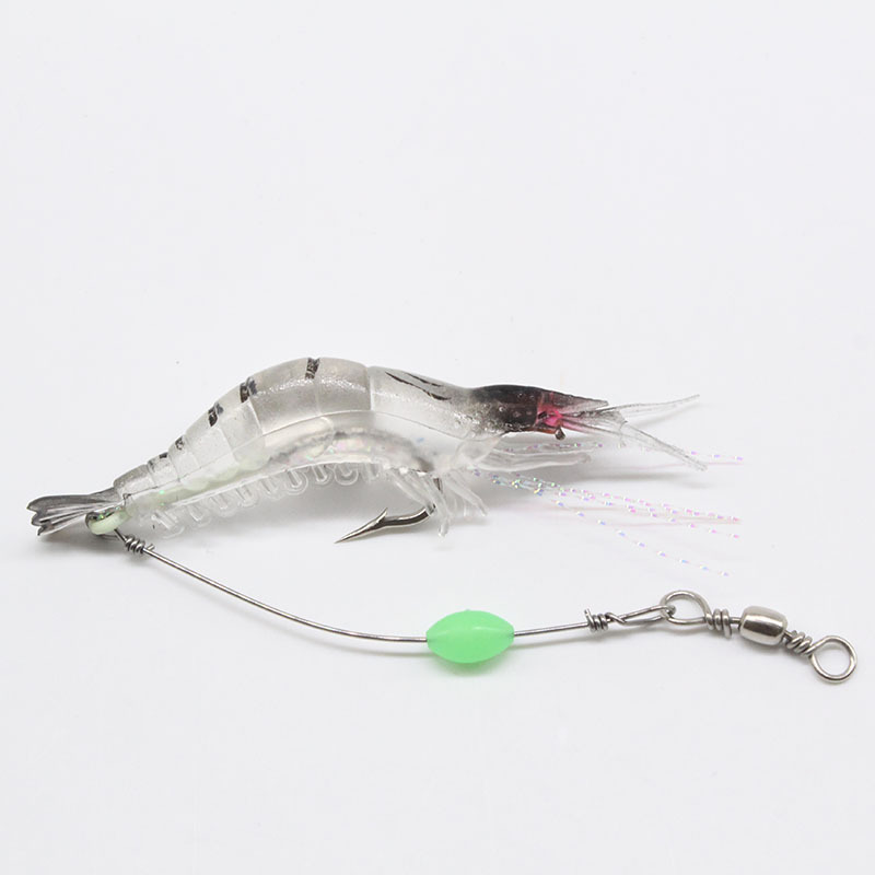 Luya Bait Fake Shrimp With Hook Shrimp 9Cm/6G Bait Bionic Bait Simulation Soft Bait Soft Shrimp Glow-At-Night Blackfish Application Scenario