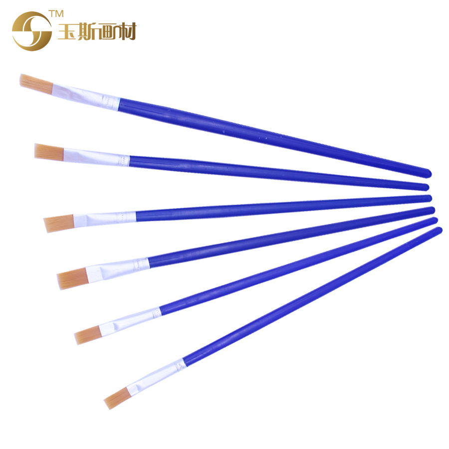 Factory Direct Sales Plastic Rod 577-6A Flat Head Nylon Wool Brush Gouache Watercolor Brush