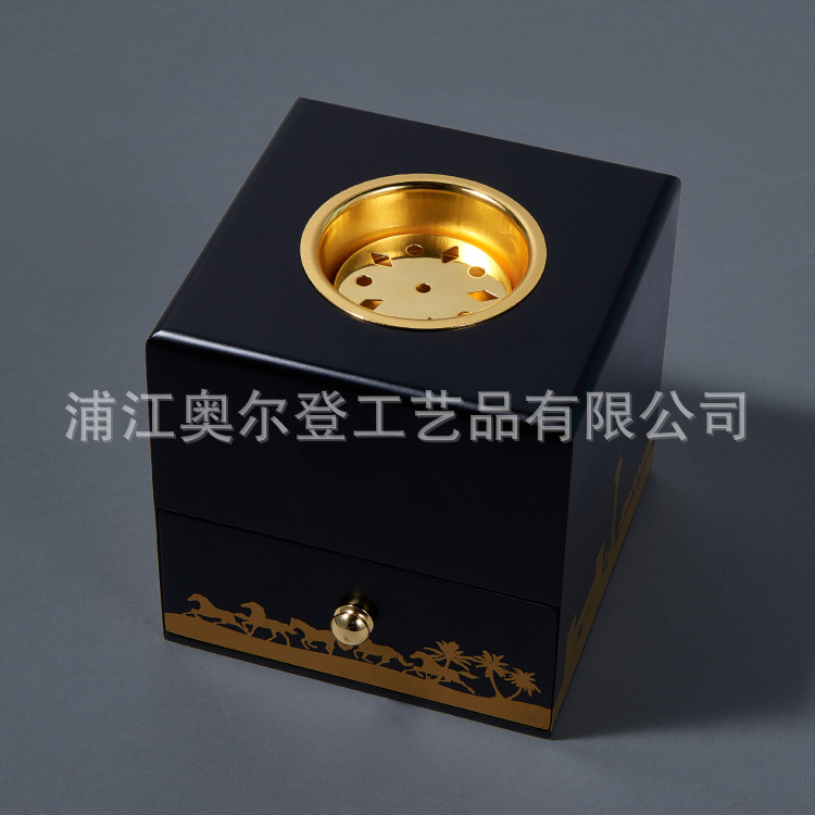 Wood Incense Burner Manufacturers Export The Middle East Aroma Container Gift Wholesale Manufacturers Direct Drawer Wood Metal Incense Burner Application Scenario