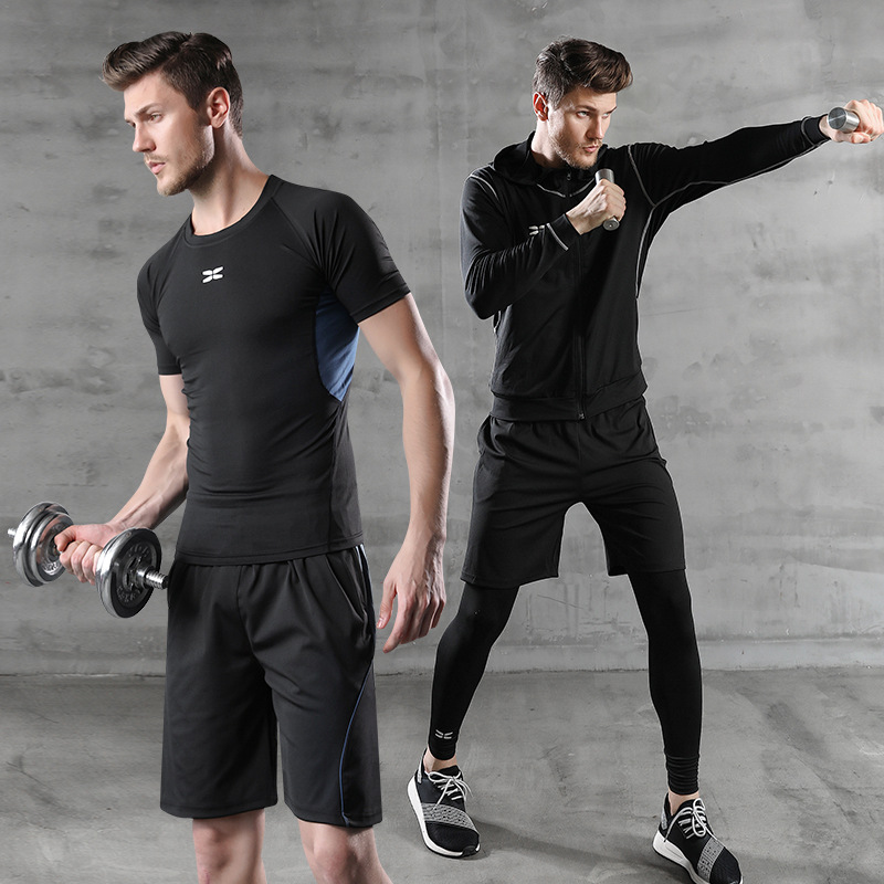 Fitness Sportswear Men's Shape Clothing Spring Autumn Tights Sportswear Quick-Drying Set Training Clothing Logo Application Scenario