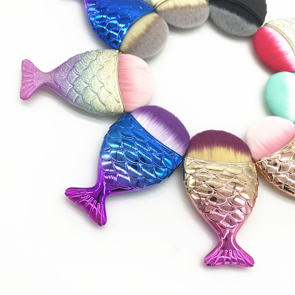 Single Small Fish Foundation Brush Beauty Fishtail Makeup Brush Beauty Tools Makeup Fishtail Brush Wholesale Specification drawing