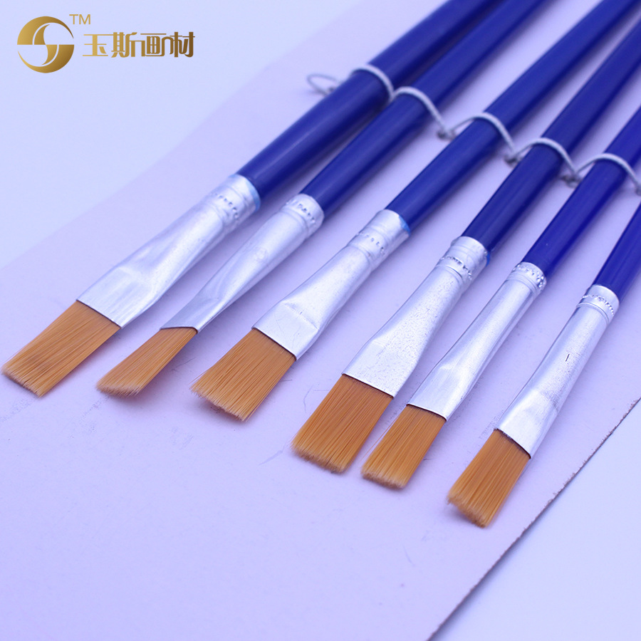 Factory Direct Sales Plastic Rod 577-6A Flat Head Nylon Wool Brush Gouache Watercolor Brush Application Scenario
