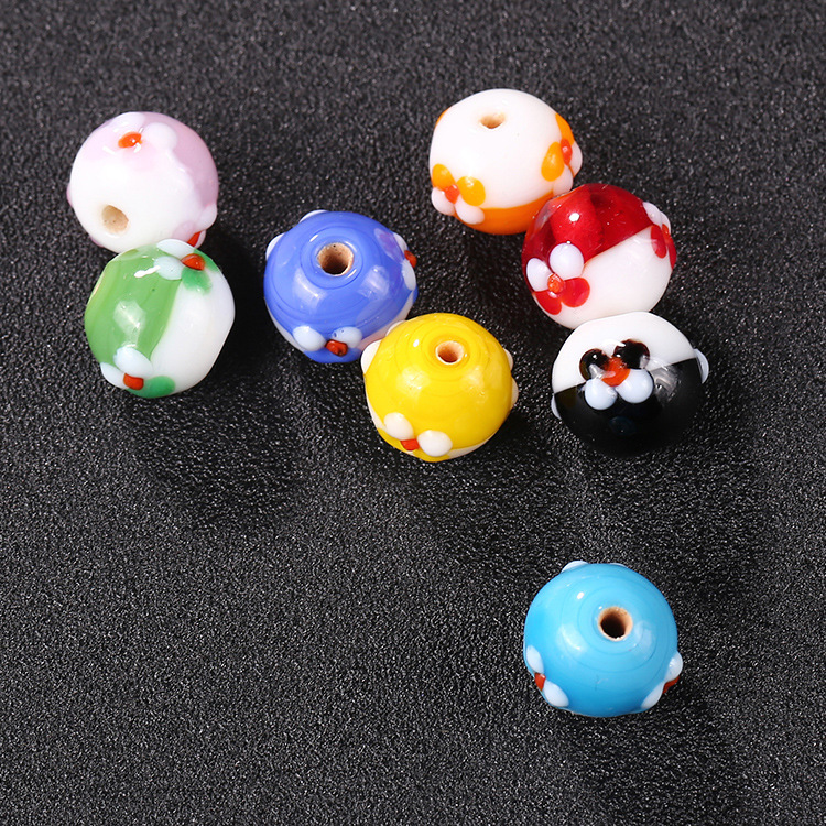 晗钰缘 新款日式小花琉璃珠 三面四瓣花琉璃珠  DIY饰品配件 批发