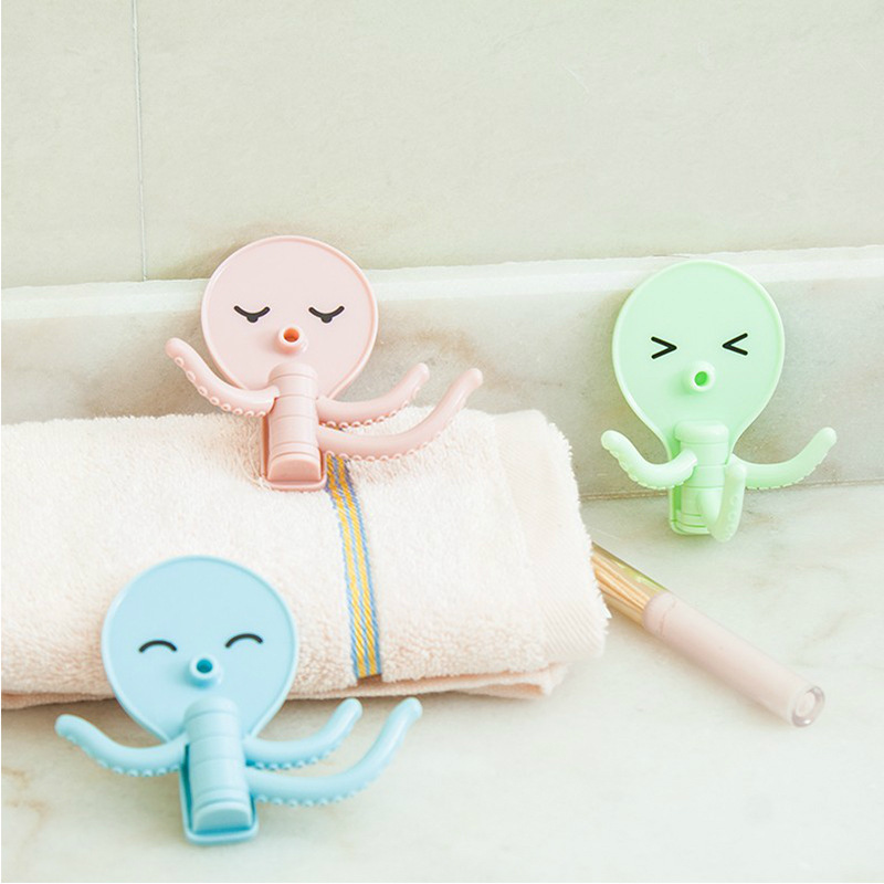 Creative cartoon hanging paste type octopus hook stick hook viscose traceless hook octopus punch free adhesive