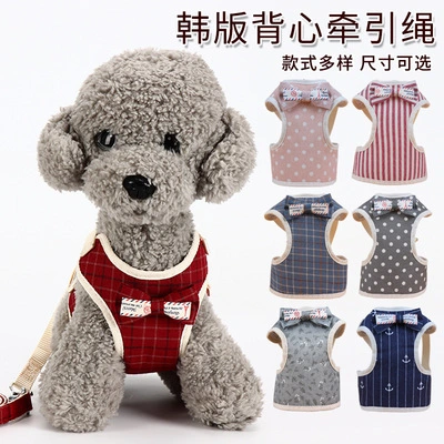 Dog Leash Small Dog Teddy Vest Bow Evening Dress Chest Strap Pet Supplies Wholesale