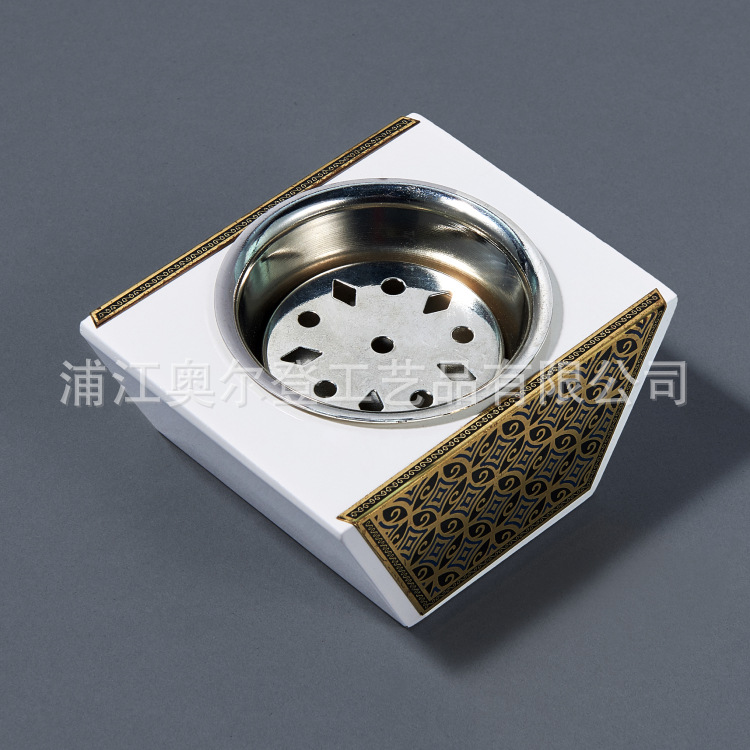 2023 New Middle East Religious High-Grade Wood Patch Metal Incense Burner Crafts Aromatherapy Container Source Factory Specification drawing