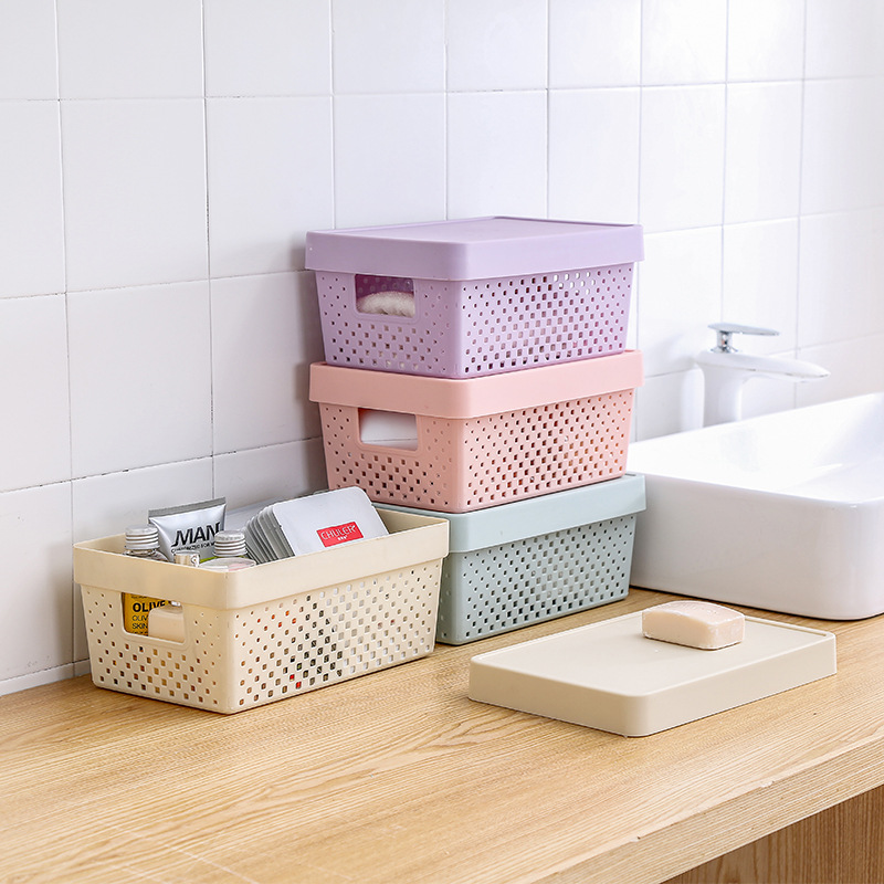 European-style organizing and storage basket, Nordic color bathroom cosmetics storage box, desktop sundries storage box 0750