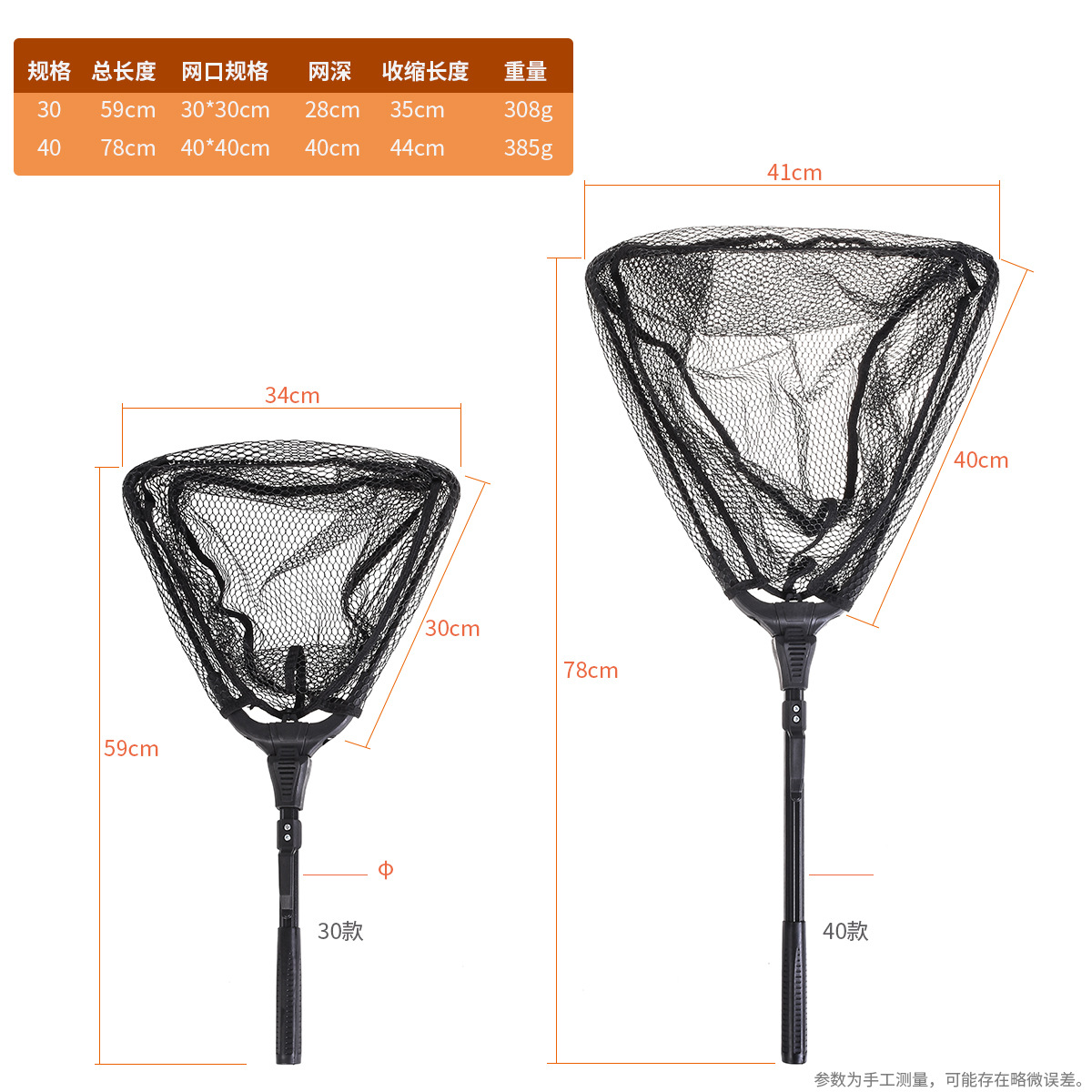 28036 Leo/ Leou 【 Black Single Section Triangle Net 】 Fly Angler Net Portable Outdoor Fishing Net details Picture