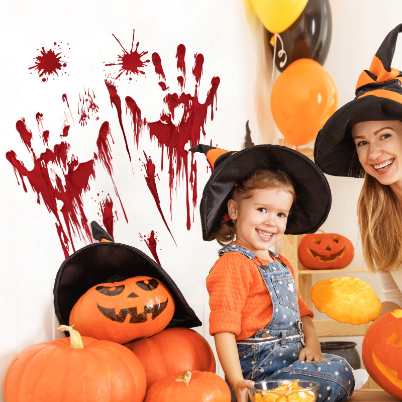 【Sk31006】 Halloween Blood Handprint Window Living Room Classroom Decoration Wall Paste Pvc details Picture