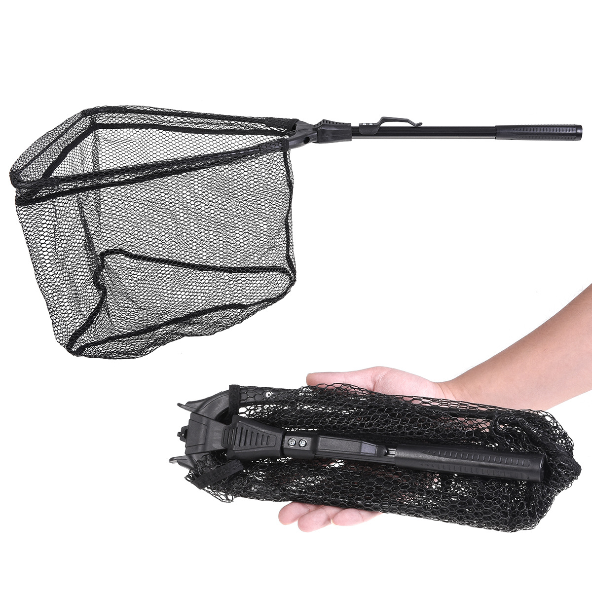 28036 Leo/ Leou 【 Black Single Section Triangle Net 】 Fly Angler Net Portable Outdoor Fishing Net Item Picture