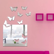 镜面墙贴大方块蝴蝶镜面贴客厅书房墙面装饰画亚马逊供应