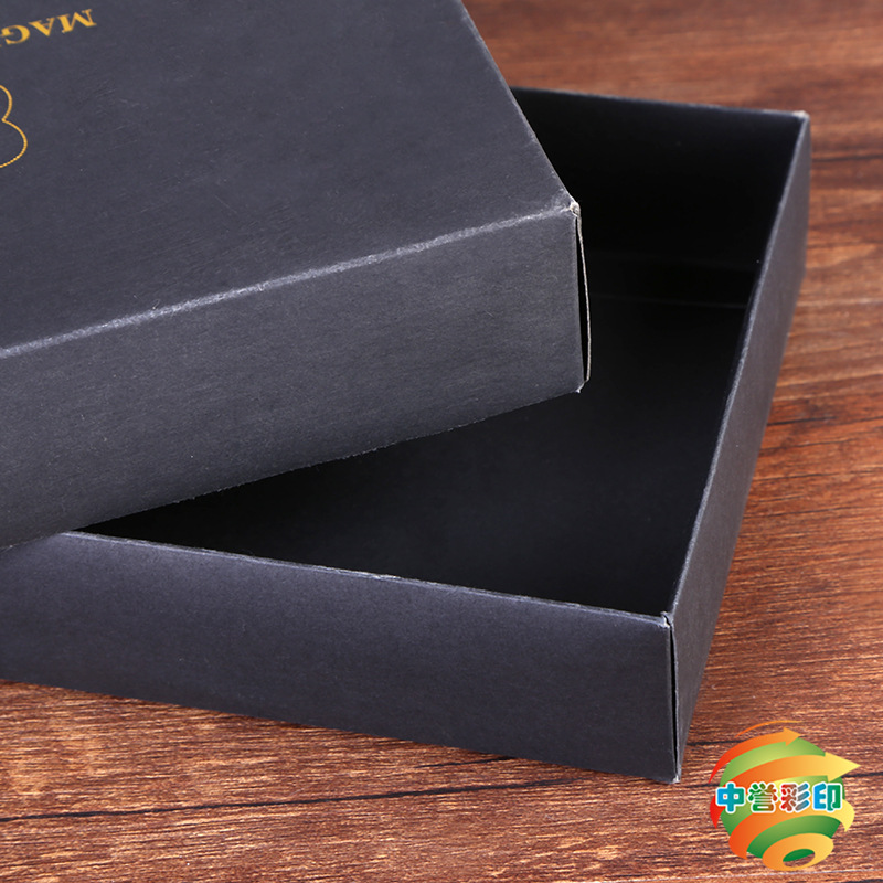 定制牛皮纸天地盖礼盒长方形服装礼品包装盒黑色瓦楞彩盒印刷详情图4